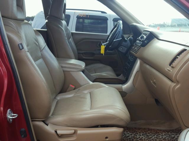 5FNYF18605B015137 - 2005 HONDA PILOT EXL RED photo 5