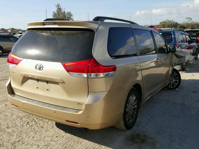 5TDYK3DC7BS107498 - 2011 TOYOTA SIENNA XLE BEIGE photo 4