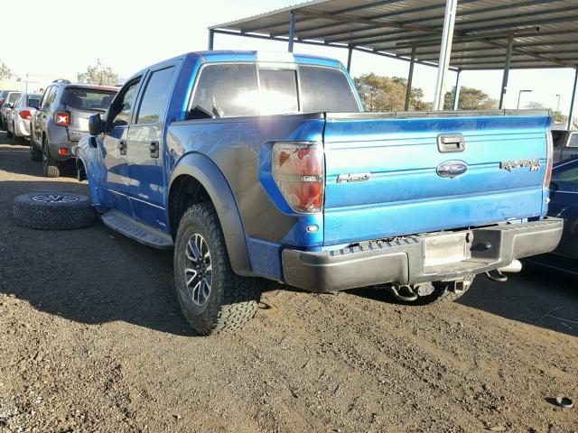 1FTFW1R66CFC59583 - 2012 FORD F150 SVT R BLUE photo 3