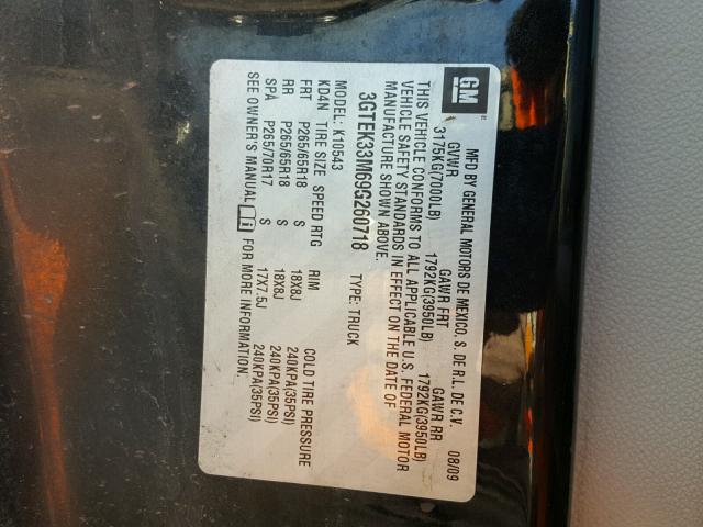 3GTEK33M69G260718 - 2009 GMC SIERRA K15 BLACK photo 10