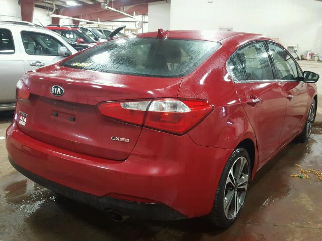 KNAFX4A81E5084645 - 2014 KIA FORTE EX RED photo 4