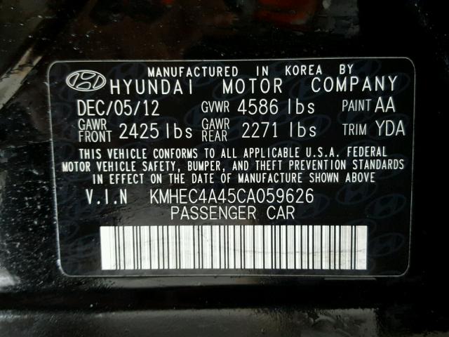 KMHEC4A45CA059626 - 2012 HYUNDAI SONATA HYB BLACK photo 10