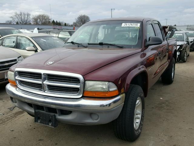 1B7HG2AN41S282282 - 2001 DODGE DAKOTA QUA BURGUNDY photo 2