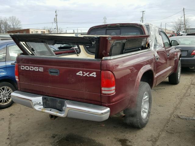 1B7HG2AN41S282282 - 2001 DODGE DAKOTA QUA BURGUNDY photo 4