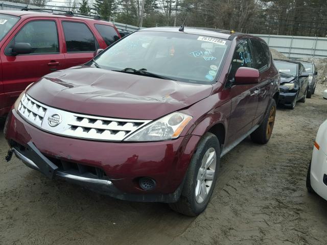 JN8AZ08W26W523243 - 2006 NISSAN MURANO SL BURGUNDY photo 2