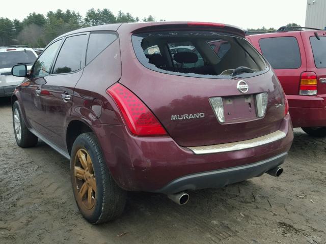 JN8AZ08W26W523243 - 2006 NISSAN MURANO SL BURGUNDY photo 3