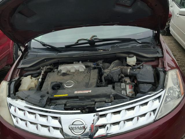 JN8AZ08W26W523243 - 2006 NISSAN MURANO SL BURGUNDY photo 7