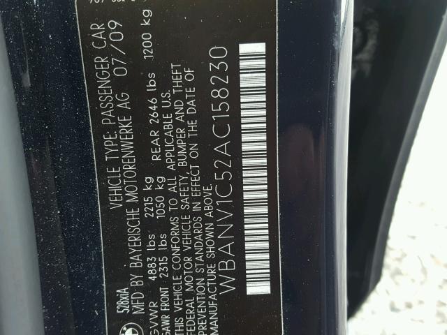 WBANV1C52AC158230 - 2010 BMW 528 XI BLUE photo 10