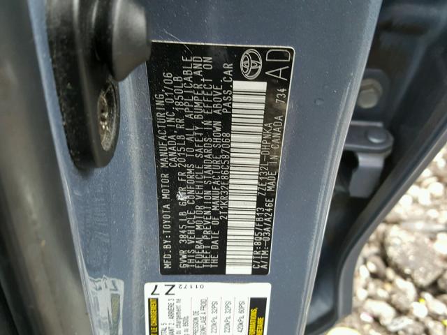 2T1KR32E86C587068 - 2006 TOYOTA COROLLA MA BLUE photo 10