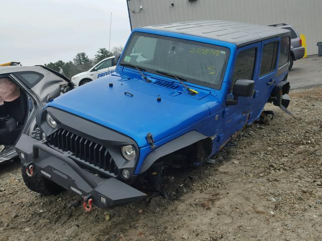 1C4BJWEGXFL739253 - 2015 JEEP WRANGLER U BLUE photo 2