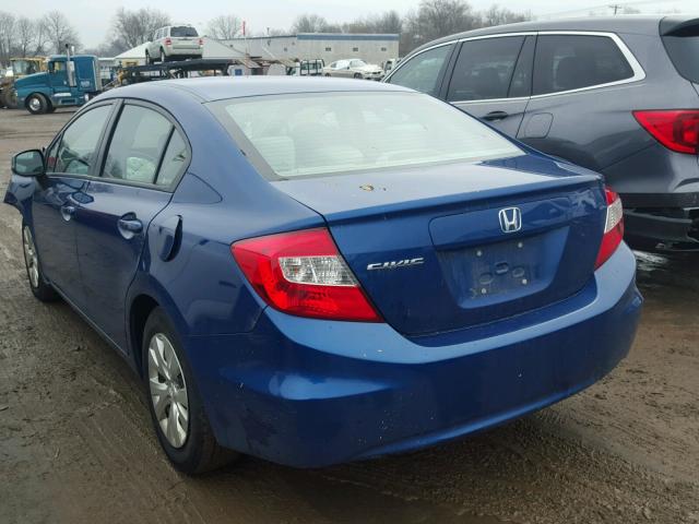 19XFB2F50CE344619 - 2012 HONDA CIVIC LX BLUE photo 3