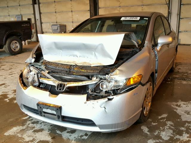 1HGFA16586L087848 - 2006 HONDA CIVIC LX SILVER photo 2