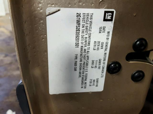 2G1WF52E359201301 - 2005 CHEVROLET IMPALA 金色 照片 10