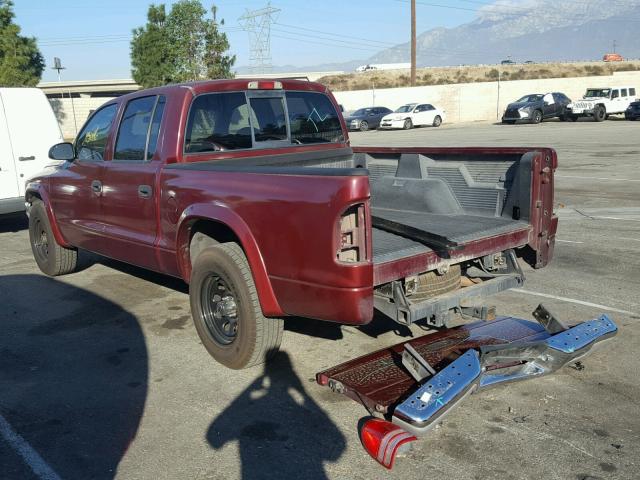 1B7HL48N12S545729 - 2002 DODGE DAKOTA QUA BURGUNDY photo 3