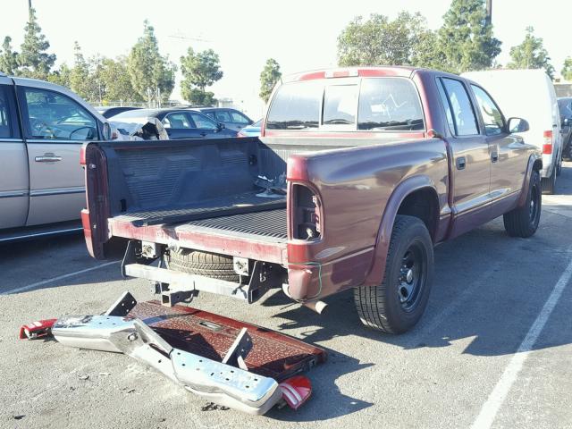 1B7HL48N12S545729 - 2002 DODGE DAKOTA QUA BURGUNDY photo 4