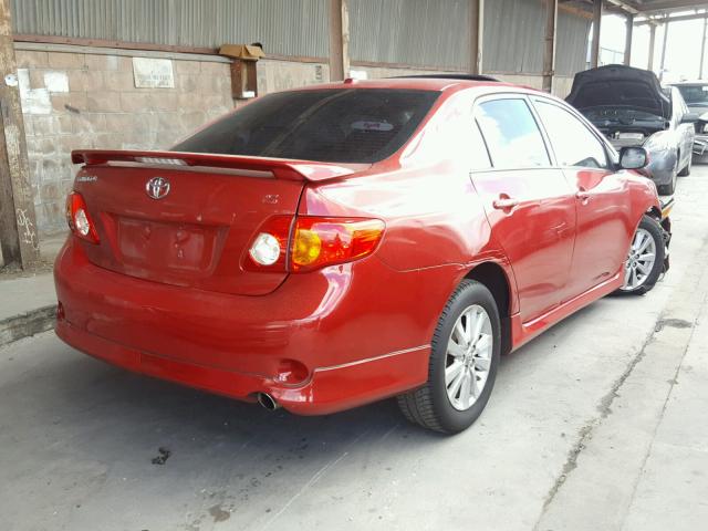 1NXBU40E09Z112797 - 2009 TOYOTA COROLLA BA RED photo 4