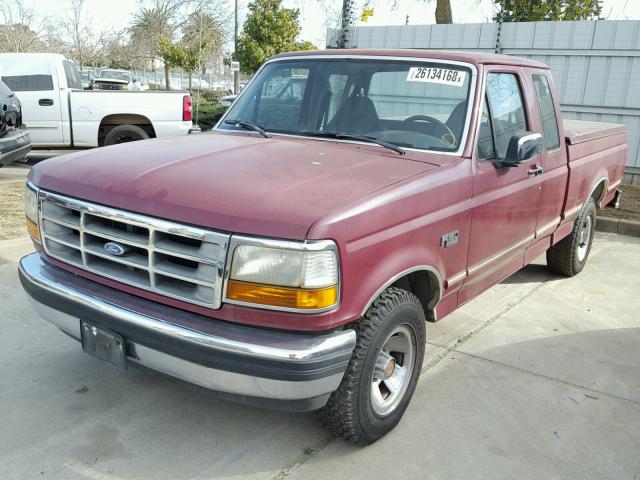 1FTEX15N3NKB26585 - 1992 FORD F150 BURGUNDY photo 2