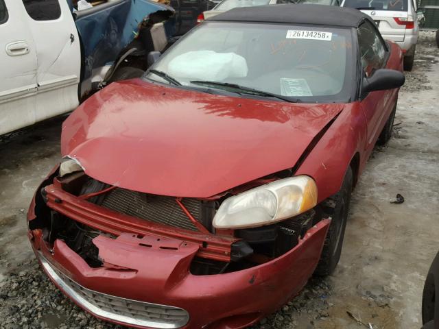 1C3EL45R42N179794 - 2002 CHRYSLER SEBRING LX RED photo 2