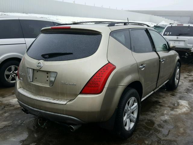 JN8AZ08W26W536347 - 2006 NISSAN MURANO SL GOLD photo 4