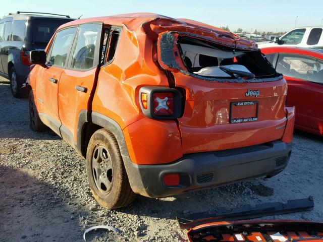 ZACCJAAB5HPG07419 - 2017 JEEP RENEGADE S ORANGE photo 3