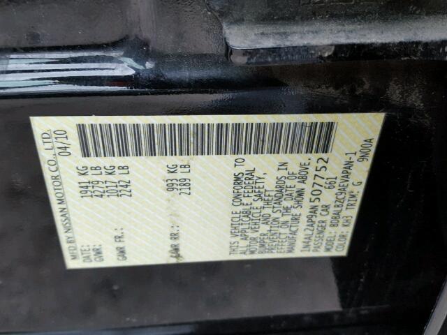 1N4AL2AP9AN507752 - 2010 NISSAN ALTIMA BLACK photo 10