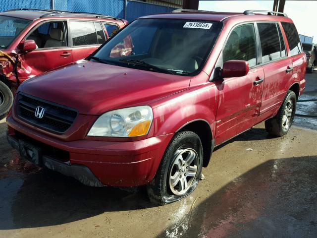 2HKYF18554H535082 - 2004 HONDA PILOT EXL RED photo 2