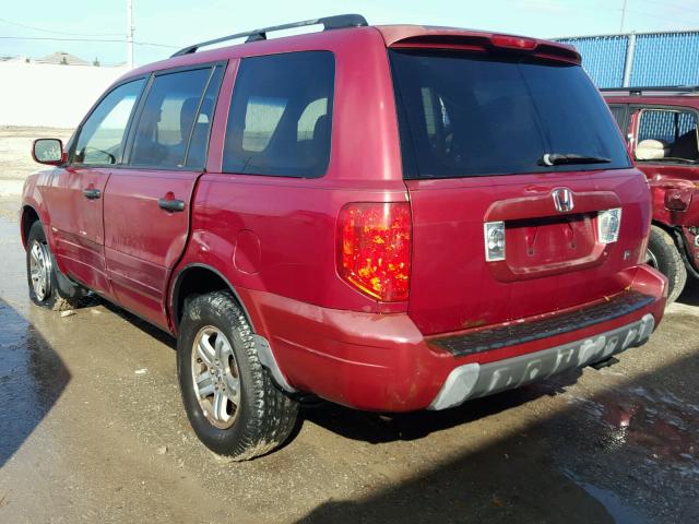 2HKYF18554H535082 - 2004 HONDA PILOT EXL RED photo 3