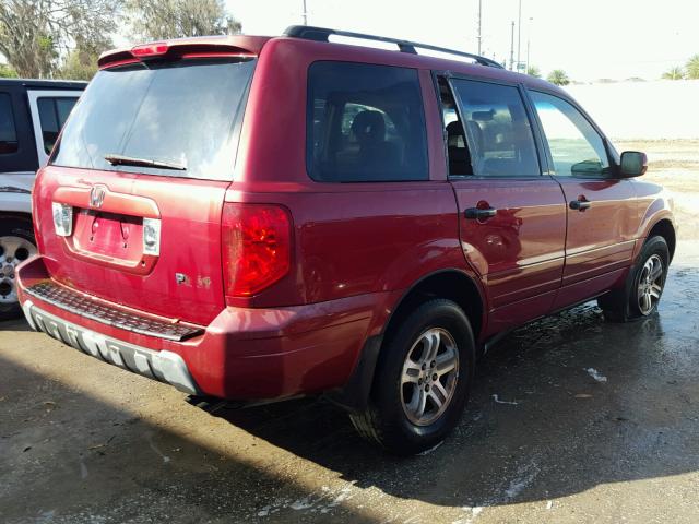 2HKYF18554H535082 - 2004 HONDA PILOT EXL RED photo 4