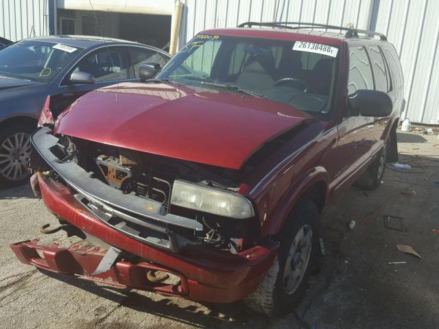 1GNDT13X53K141993 - 2003 CHEVROLET BLAZER BURGUNDY photo 2