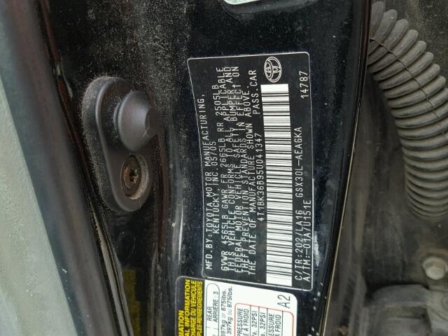 4T1BK36B95U041347 - 2005 TOYOTA AVALON XL BLACK photo 10