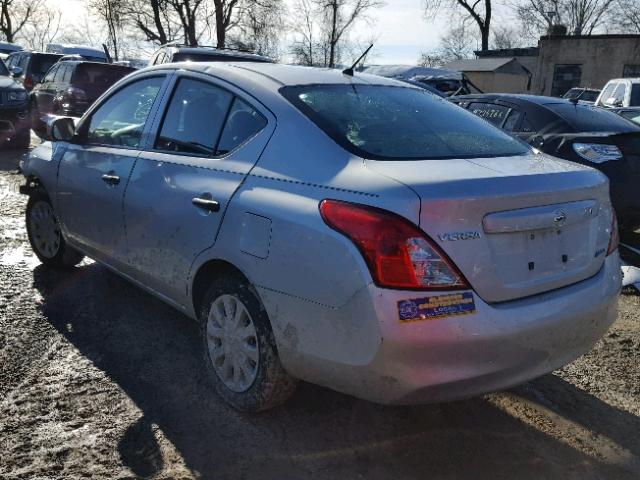 3N1CN7AP0DL873522 - 2013 NISSAN VERSA S SILVER photo 3