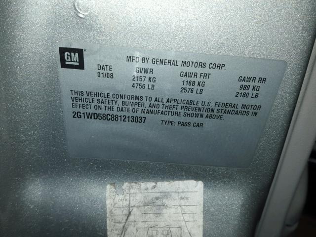 2G1WD58C881213037 - 2008 CHEVROLET IMPALA SUP 银色 照片 10