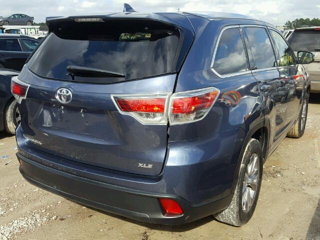 5TDKKRFH5FS094953 - 2015 TOYOTA HIGHLANDER BLUE photo 4