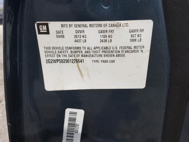 2G2WP582961276641 - 2006 PONTIAC GRAND PRIX TURQUOISE photo 10