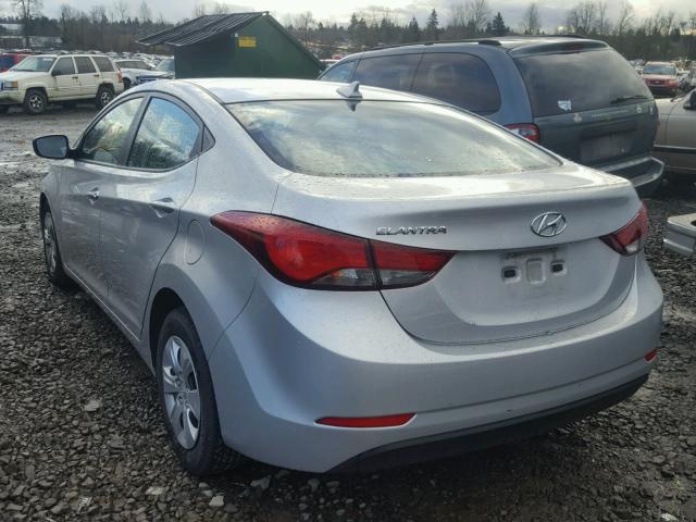 5NPDH4AE0GH707124 - 2016 HYUNDAI ELANTRA SE SILVER photo 3