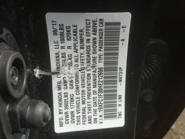 19XFC1F30HE212666 - 2017 HONDA CIVIC EX Qara foto 10