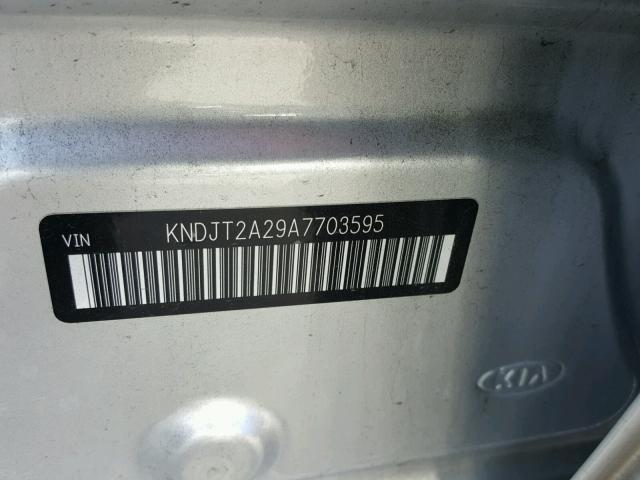 KNDJT2A29A7703595 - 2010 KIA SOUL + SILVER photo 10