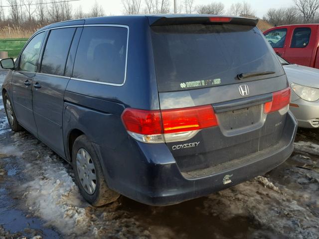 5FNRL3H24AB109280 - 2010 HONDA ODYSSEY LX BLUE photo 3