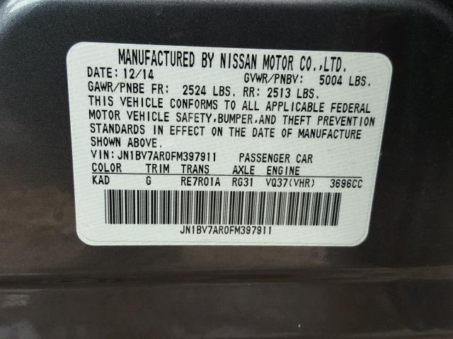 JN1BV7AR0FM397911 - 2015 INFINITI Q50 BASE GRAY photo 10