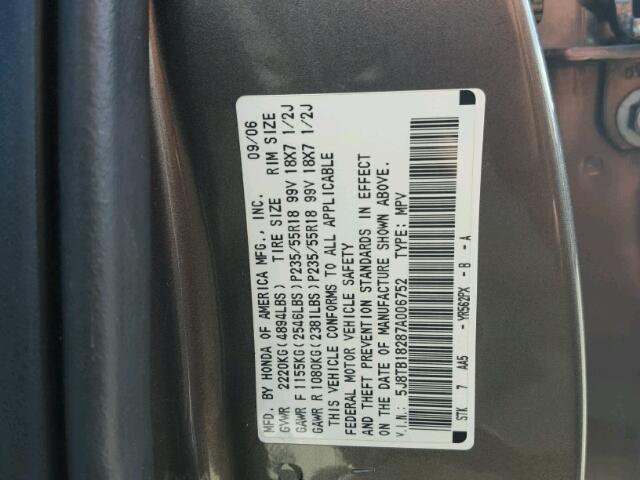 5J8TB18287A006752 - 2007 ACURA RDX BROWN photo 10