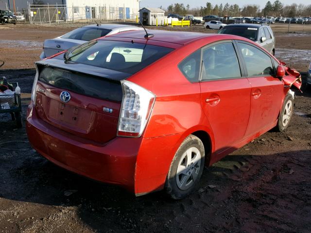 JTDKN3DU3A0053107 - 2010 TOYOTA PRIUS RED photo 4