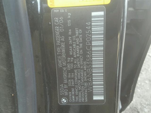 WBANB53586CP02544 - 2006 BMW 550 I BLACK photo 10
