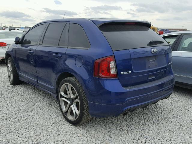 2FMDK3AK8DBE07447 - 2013 FORD EDGE SPORT BLUE photo 3