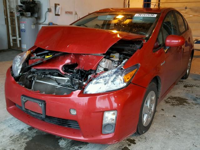 JTDKN3DU7A0075496 - 2010 TOYOTA PRIUS RED photo 2