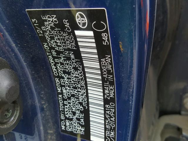 JTDZN3EUXE3334211 - 2014 TOYOTA PRIUS V BLUE photo 10