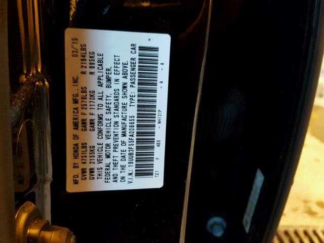 19UUB3F55FA006655 - 2015 ACURA TLX TECH BLACK photo 10