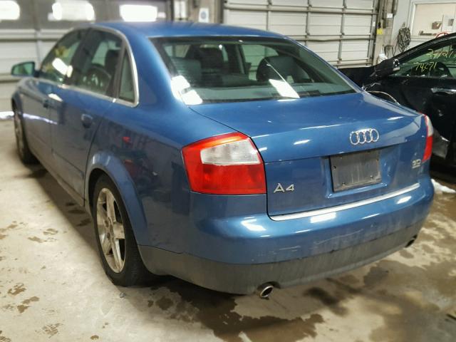 WAULT68E72A164055 - 2002 AUDI A4 3.0 QUA BLUE photo 3