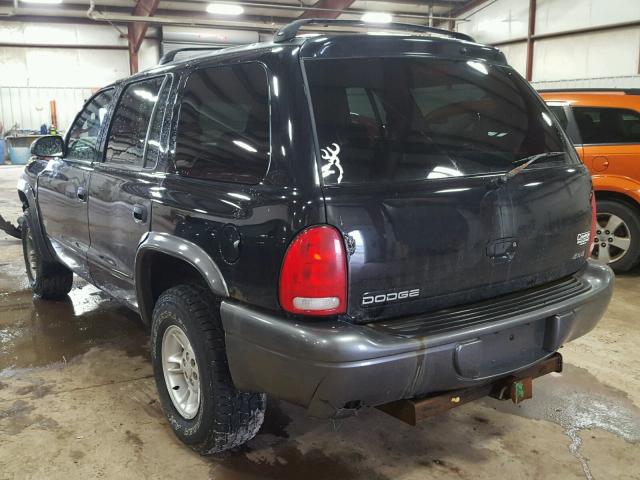 1B4HS38N72F208419 - 2002 DODGE DURANGO SP BLACK photo 3