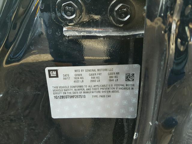 1G1ZB5ST9HF287510 - 2017 CHEVROLET MALIBU LS BLACK photo 10