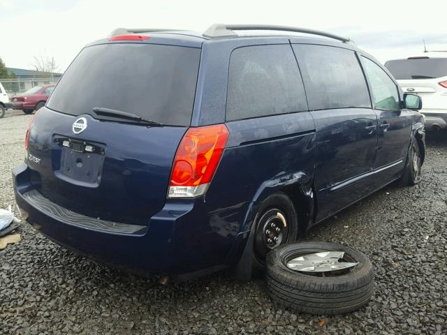 5N1BV28U05N113336 - 2005 NISSAN QUEST S BLUE photo 4